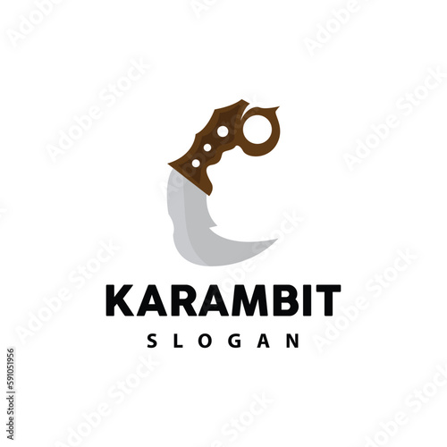 Kerambit Logo, Indonesia Fighting Weapon Vector, Ninja Fighting Tool Simple Design, Template Illustration Symbol Icon