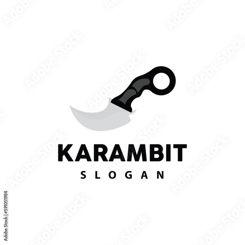 Kerambit Logo, Indonesia Fighting Weapon Vector, Ninja Fighting Tool Simple Design, Template Illustration Symbol Icon