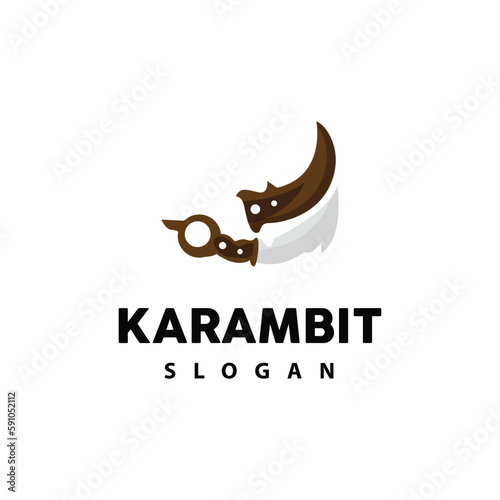 Kerambit Logo, Indonesia Fighting Weapon Vector, Ninja Fighting Tool Simple Design, Template Illustration Symbol Icon