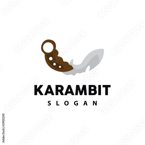Kerambit Logo, Indonesia Fighting Weapon Vector, Ninja Fighting Tool Simple Design, Template Illustration Symbol Icon