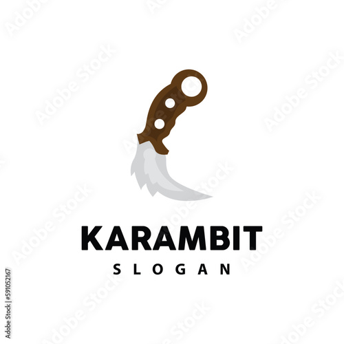 Kerambit Logo, Indonesia Fighting Weapon Vector, Ninja Fighting Tool Simple Design, Template Illustration Symbol Icon