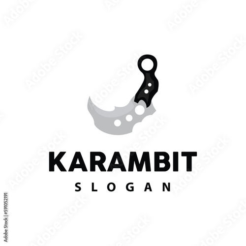 Kerambit Logo, Indonesia Fighting Weapon Vector, Ninja Fighting Tool Simple Design, Template Illustration Symbol Icon