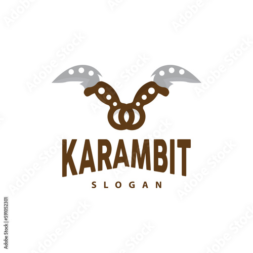 Kerambit Logo, Indonesia Fighting Weapon Vector, Ninja Fighting Tool Simple Design, Template Illustration Symbol Icon