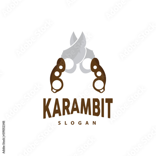 Kerambit Logo, Indonesia Fighting Weapon Vector, Ninja Fighting Tool Simple Design, Template Illustration Symbol Icon