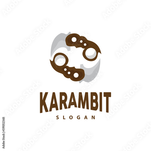 Kerambit Logo, Indonesia Fighting Weapon Vector, Ninja Fighting Tool Simple Design, Template Illustration Symbol Icon