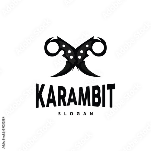 Kerambit Logo, Indonesia Fighting Weapon Vector, Ninja Fighting Tool Simple Design, Template Illustration Symbol Icon