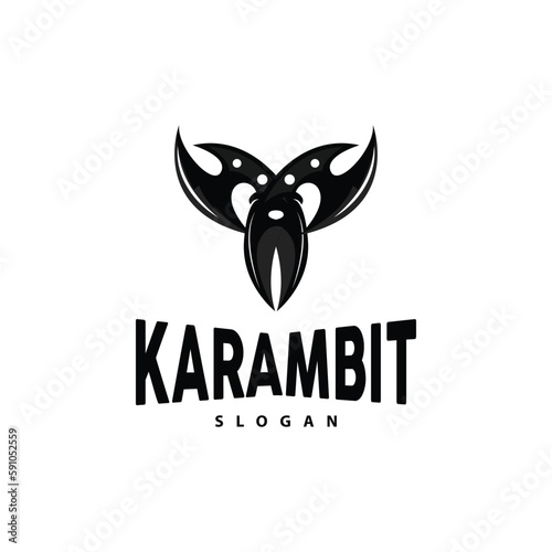 Kerambit Logo, Indonesia Fighting Weapon Vector, Ninja Fighting Tool Simple Design, Template Illustration Symbol Icon
