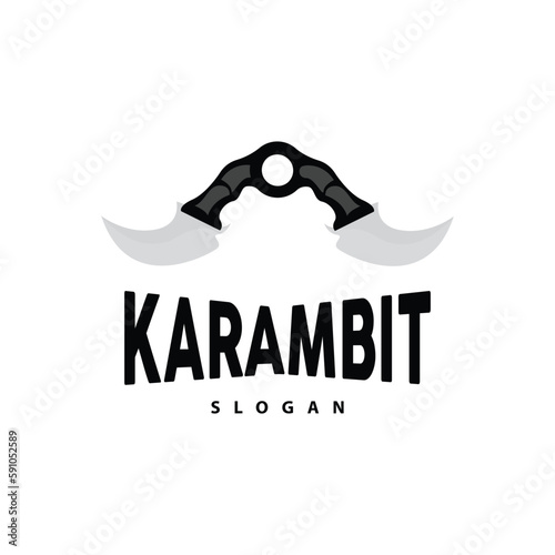 Kerambit Logo, Indonesia Fighting Weapon Vector, Ninja Fighting Tool Simple Design, Template Illustration Symbol Icon