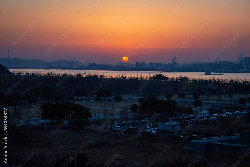 Sunrise over the city