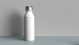 Clean and Minimalist Water Bottle Mockup with White Labels Generative AI