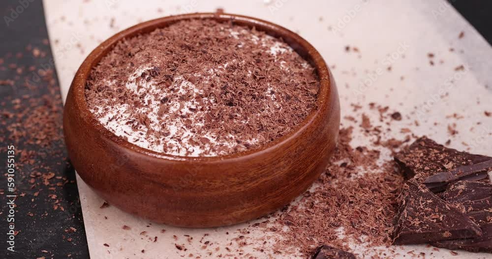 Milk sweet yogurt with bifidobacteria and chocolate addition, delicious sweet chocolate taste of fresh yogurt Milk sweet yogurt with bifidobacteria and chocolate addition, delicious sweet chocolate taste of fresh yogurt