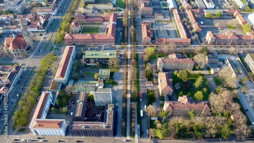 Luftaufnahme von Ludwigsburg Königsallee mit historischen Gebäuden photo