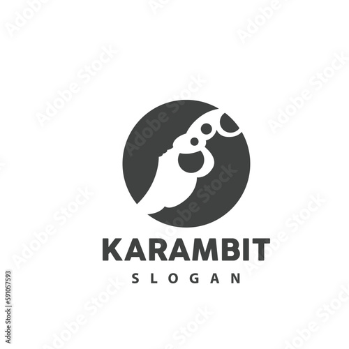 Kerambit Logo, Indonesia Fighting Weapon Vector, Ninja Fighting Tool Simple Design, Template Illustration Symbol Icon