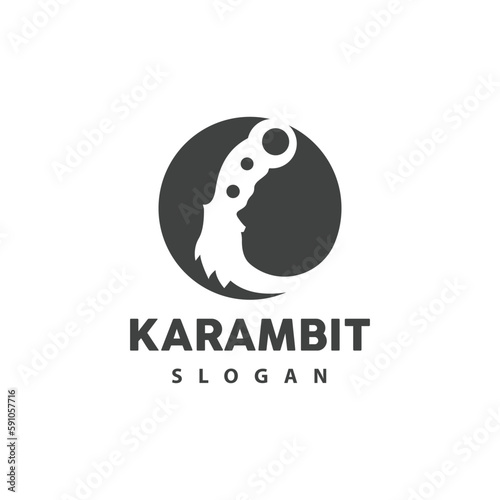 Kerambit Logo, Indonesia Fighting Weapon Vector, Ninja Fighting Tool Simple Design, Template Illustration Symbol Icon