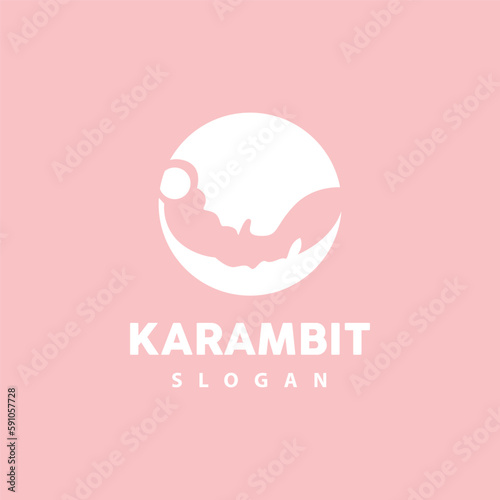 Kerambit Logo, Indonesia Fighting Weapon Vector, Ninja Fighting Tool Simple Design, Template Illustration Symbol Icon
