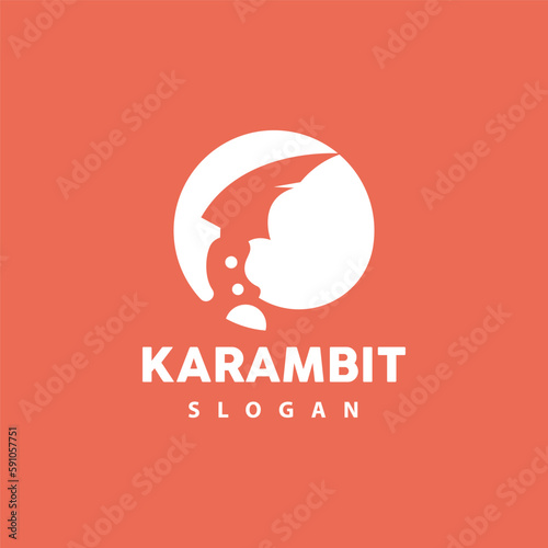 Kerambit Logo, Indonesia Fighting Weapon Vector, Ninja Fighting Tool Simple Design, Template Illustration Symbol Icon