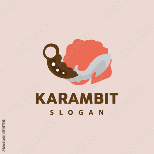 Kerambit Logo, Indonesia Fighting Weapon Vector, Ninja Fighting Tool Simple Design, Template Illustration Symbol Icon