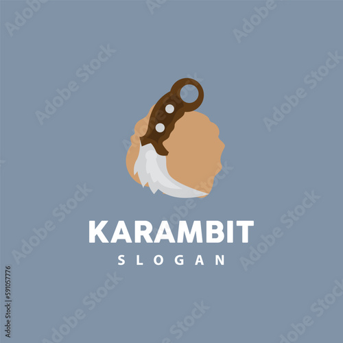Kerambit Logo, Indonesia Fighting Weapon Vector, Ninja Fighting Tool Simple Design, Template Illustration Symbol Icon