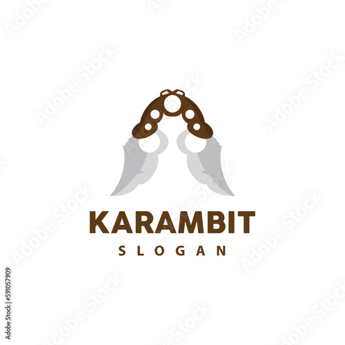 Kerambit Logo, Indonesia Fighting Weapon Vector, Ninja Fighting Tool Simple Design, Template Illustration Symbol Icon