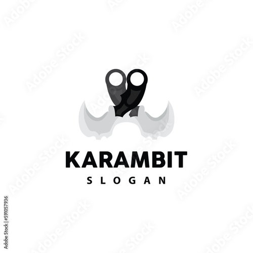 Kerambit Logo, Indonesia Fighting Weapon Vector, Ninja Fighting Tool Simple Design, Template Illustration Symbol Icon