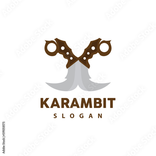 Kerambit Logo, Indonesia Fighting Weapon Vector, Ninja Fighting Tool Simple Design, Template Illustration Symbol Icon