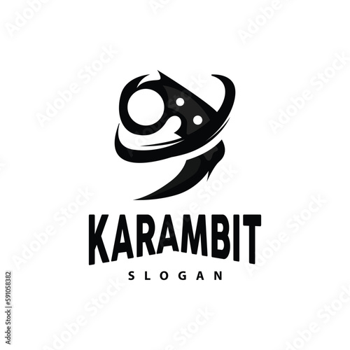 Kerambit Logo, Indonesia Fighting Weapon Vector, Ninja Fighting Tool Simple Design, Template Illustration Symbol Icon