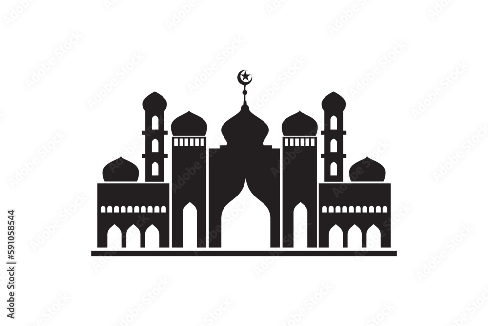 silhouette of mosque vector design black color