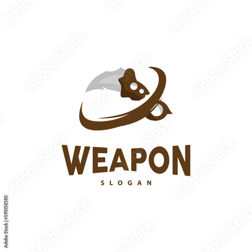 Kerambit Logo, Indonesia Fighting Weapon Vector, Ninja Fighting Tool Simple Design, Template Illustration Symbol Icon