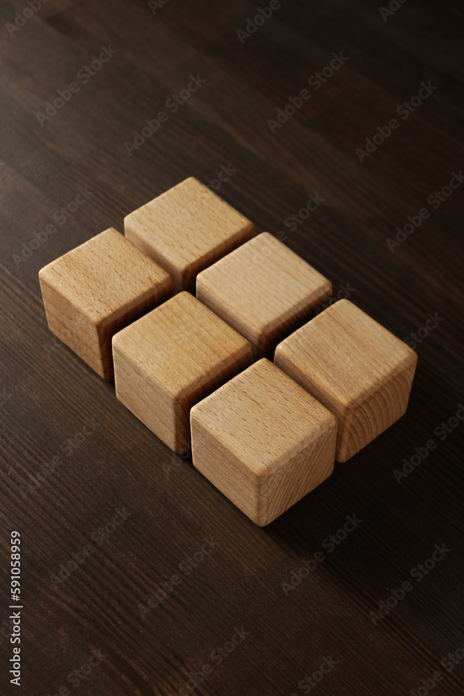 Wooden cubes, blank wooden cubes for different concepts Wooden cubes, blank wooden cubes for different concepts