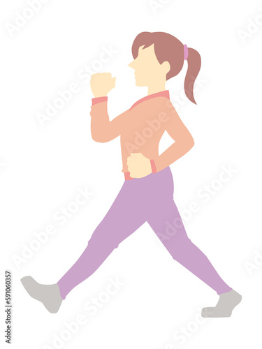 ウォーキングする女性のシルエットイラスト