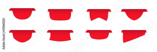 Red banner ribbon collection. Set of red label tag for advertising and promotion. Blank sticker Free Download Red banner ribbon collection. Set of red label tag for advertising and promotion. Blank sticker - GFXLoad