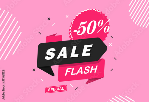 Flash sale banner. Discount promotion sale ribbon. Flash sale sticker