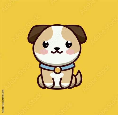 Hand drawn cartoon puppy design, cute character expression and Vector illustration for petshop logo