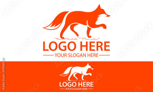 Orange Color Abstract Fox Move Logo Design
