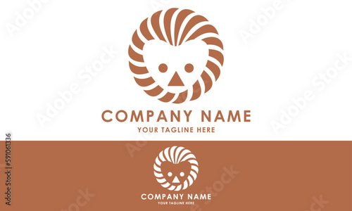 Brown Color Abstract hedgehog Head Logo Design