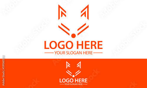 Orange Color Abstract Fox Line Art Logo Design