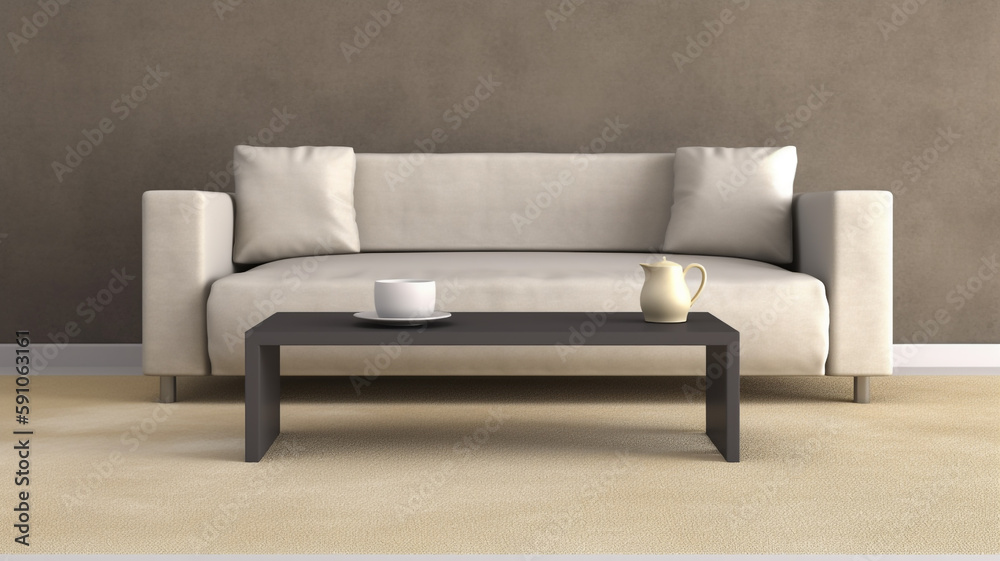 Contemporary Chic: Modern Minimalist Living Room, Generative AI Contemporary Chic: Modern Minimalist Living Room, Generative AI