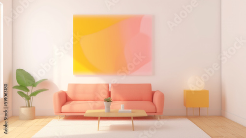 Contemporary Chic  Modern Minimalist Living Room  Generative AI