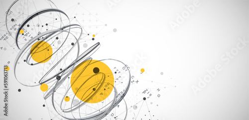 Template for science and technology presentation. Plexus style background.