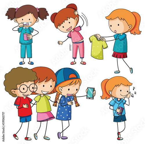 Fun Doodle Kids Doing Various Activities