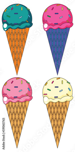 Different ice cream cones