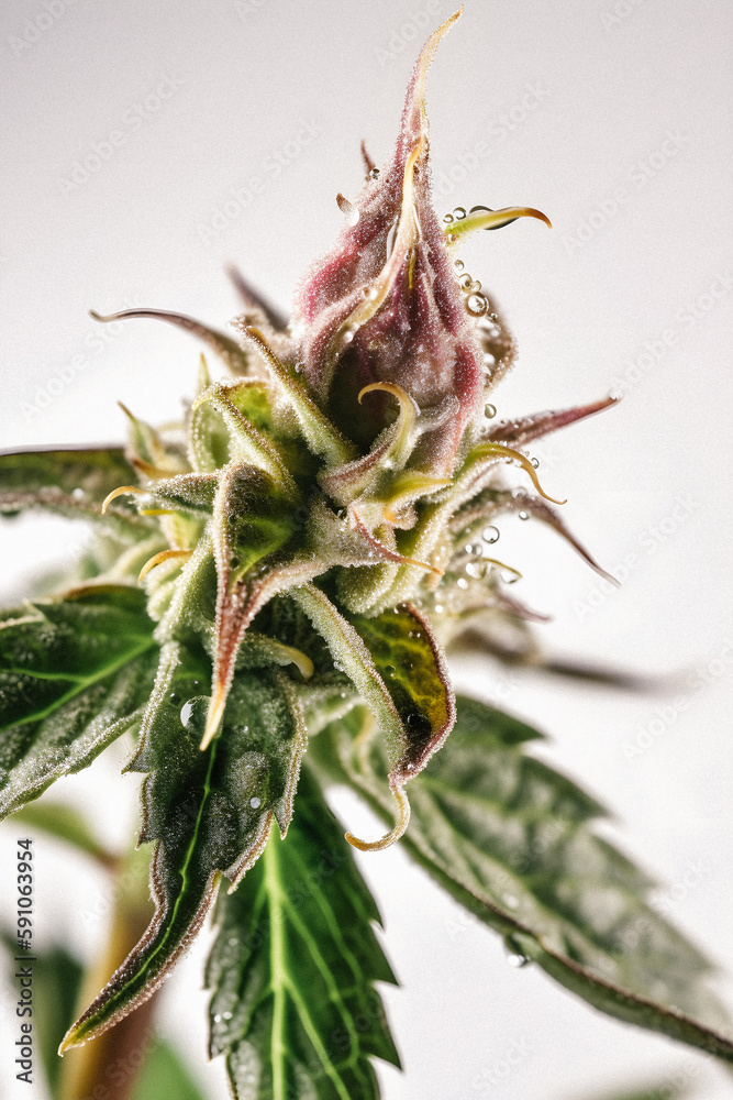 Obraz premium Cannabis in Focus: A Striking Close-Up of a Sativa Bud on a Clean White Background