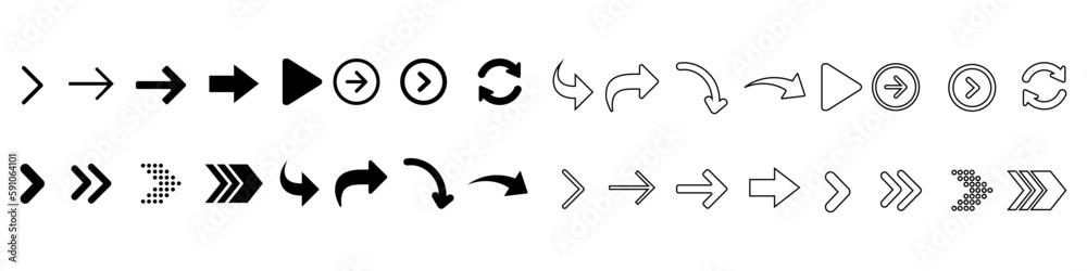 Arrow vector icon. Signs Direction Icon Set. Arrow symbol illustration. Arrow vector icon. Signs Direction Icon Set. Arrow symbol illustration.