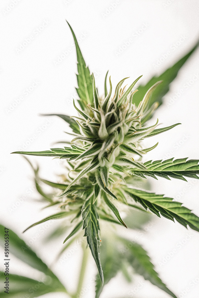 Fototapeta premium The Beauty of Cannabis: A Stunning Close-Up of a Sativa Bud on a White Background
