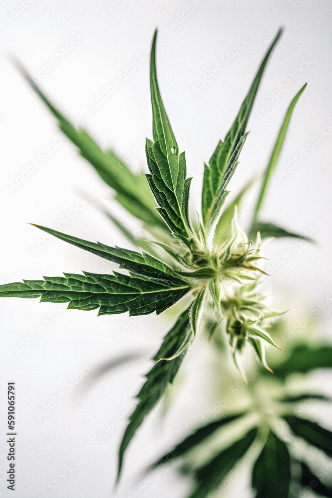 The Beauty of Cannabis: A Stunning Close-Up of a Sativa Bud on a White Background The Beauty of Cannabis: A Stunning Close-Up of a Sativa Bud on a White Background