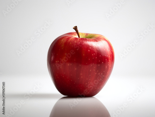 Red Apple on white backdrop - Generative AI