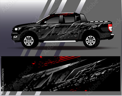 Car wrap design vector. Graphic abstract stripe racing background kit designs for wrap vehicle  race car  rally  adventure and livery