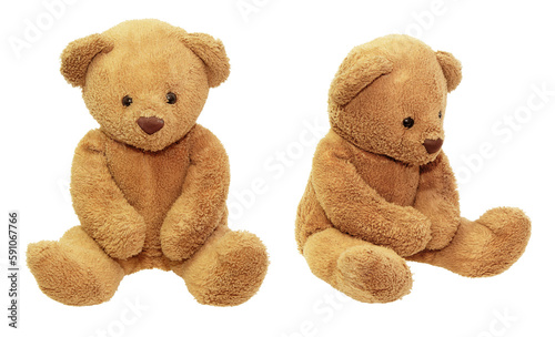 Foto Brown teddy bear baby toy isolated on transparent background
