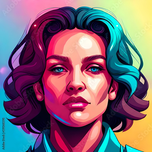 colorful portrait of a woman with short hair