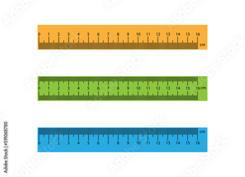 Set of plastic rulers. A realistic range of 16 inches.